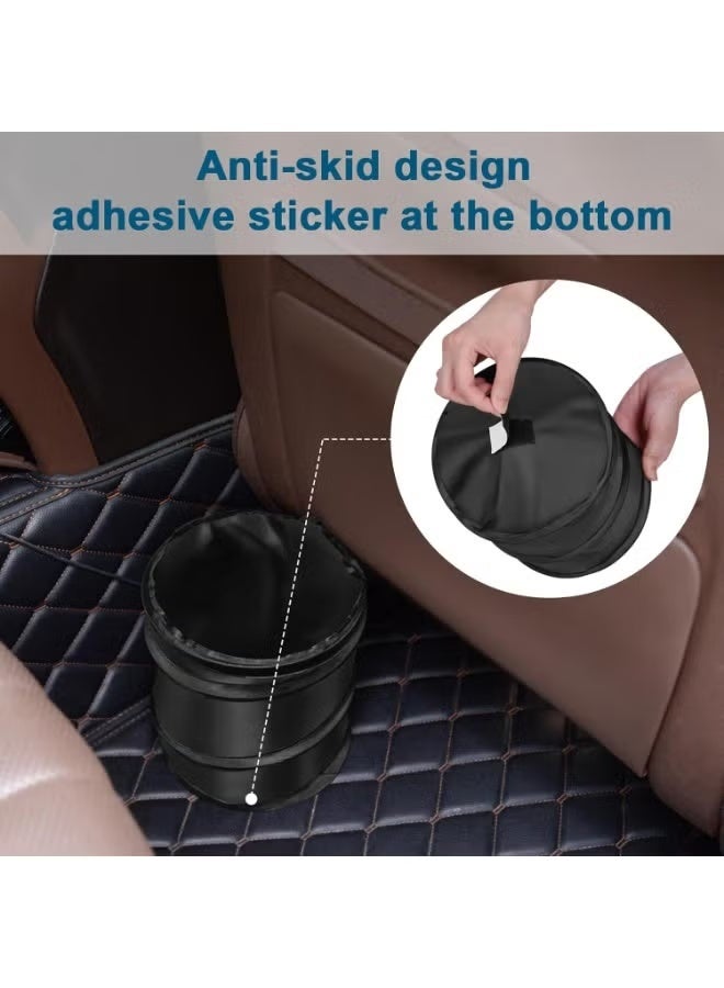 علبة قمامة السيارة مكونة من قطعتين، سلة قمامة صغيرة قابلة للطي - كيس قمامة معلق مقاوم للماء مزود بشريط فيلكرو، أسود - Image 3